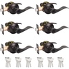 image:imageProbrico 2 Pack Wave Style Keyed Alike Entry Levers Exterior Interior Satin Nickel Keyed Door Handles with Lock and Same Keys Reversible for Right Left Handed DoorsOil Rubbed Bronze