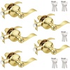 image:imageProbrico 2 Pack Wave Style Keyed Alike Entry Levers Exterior Interior Satin Nickel Keyed Door Handles with Lock and Same Keys Reversible for Right Left Handed DoorsPolished Brass