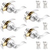 image:imageProbrico 2 Pack Wave Style Keyed Alike Entry Levers Exterior Interior Satin Nickel Keyed Door Handles with Lock and Same Keys Reversible for Right Left Handed DoorsPolished Chrome