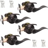 image:imageProbrico 2 Pack Wave Style Keyed Alike Entry Levers Exterior Interior Satin Nickel Keyed Door Handles with Lock and Same Keys Reversible for Right Left Handed DoorsOil Rubbed Bronze