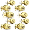 image:imageProbrico 3 Pack Entry Door Knob Set with Single Cylinder Deadbolt Combo Set Keyed Alike Brushed Nickel Door Knobs with Lock and Keys for Entrance Front DoorPolished Brass