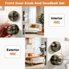 image:imageProbrico 3 Pack Entry Door Knob Set with Single Cylinder Deadbolt Combo Set Keyed Alike Brushed Nickel Door Knobs with Lock and Keys for Entrance Front DoorAntique Brass