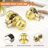 image:imageProbrico 3 Pack Entry Door Knob Set with Single Cylinder Deadbolt Combo Set Keyed Alike Brushed Nickel Door Knobs with Lock and Keys for Entrance Front DoorPolished Brass