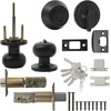image:imageProbrico 3 Pack Entry Door Knob Set with Single Cylinder Deadbolt Combo Set Keyed Alike Brushed Nickel Door Knobs with Lock and Keys for Entrance Front DoorBlack