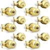 image:imageProbrico 3 Pack Entry Door Knob Set with Single Cylinder Deadbolt Combo Set Keyed Alike Brushed Nickel Door Knobs with Lock and Keys for Entrance Front DoorPolished Brass
