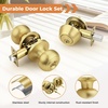 image:imageProbrico 3 Pack Entry Door Knob Set with Single Cylinder Deadbolt Combo Set Keyed Alike Brushed Nickel Door Knobs with Lock and Keys for Entrance Front DoorGold