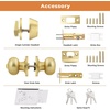 image:imageProbrico 3 Pack Entry Door Knob Set with Single Cylinder Deadbolt Combo Set Keyed Alike Brushed Nickel Door Knobs with Lock and Keys for Entrance Front DoorGold