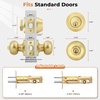 image:imageProbrico 3 Pack Entry Door Knob Set with Single Cylinder Deadbolt Combo Set Keyed Alike Brushed Nickel Door Knobs with Lock and Keys for Entrance Front DoorGold