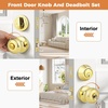 image:imageProbrico 3 Pack Entry Door Knob Set with Single Cylinder Deadbolt Combo Set Keyed Alike Brushed Nickel Door Knobs with Lock and Keys for Entrance Front DoorPolished Brass