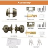 image:imageProbrico 3 Pack Entry Door Knob Set with Single Cylinder Deadbolt Combo Set Keyed Alike Brushed Nickel Door Knobs with Lock and Keys for Entrance Front DoorAntique Brass