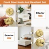 image:imageProbrico 3 Pack Entry Door Knob Set with Single Cylinder Deadbolt Combo Set Keyed Alike Brushed Nickel Door Knobs with Lock and Keys for Entrance Front DoorGold