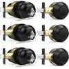 image:imageProbrico 3 Pack Entry Door Knob Set with Single Cylinder Deadbolt Combo Set Keyed Alike Brushed Nickel Door Knobs with Lock and Keys for Entrance Front DoorBlack
