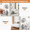 image:imageProbrico 3 Pack Entry Door Knob Set with Single Cylinder Deadbolt Combo Set Keyed Alike Brushed Nickel Door Knobs with Lock and Keys for Entrance Front DoorBrushed Nickel
