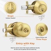 image:imageProbrico 3 Pack Entry Door Knob Set with Single Cylinder Deadbolt Combo Set Keyed Alike Brushed Nickel Door Knobs with Lock and Keys for Entrance Front DoorGold