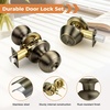 image:imageProbrico 3 Pack Entry Door Knob Set with Single Cylinder Deadbolt Combo Set Keyed Alike Brushed Nickel Door Knobs with Lock and Keys for Entrance Front DoorAntique Brass