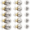 image:imageProbrico 3 Pack Entry Door Knob Set with Single Cylinder Deadbolt Combo Set Keyed Alike Brushed Nickel Door Knobs with Lock and Keys for Entrance Front DoorBrushed Nickel