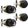 image:imageProbrico 3 Pack Entry Door Knob Set with Single Cylinder Deadbolt Combo Set Keyed Alike Brushed Nickel Door Knobs with Lock and Keys for Entrance Front DoorBlack