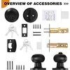 image:imageProbrico 3 Pack Entry Door Knob Set with Single Cylinder Deadbolt Combo Set Keyed Alike Brushed Nickel Door Knobs with Lock and Keys for Entrance Front DoorBlack