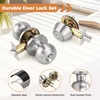 image:imageProbrico 3 Pack Entry Door Knob Set with Single Cylinder Deadbolt Combo Set Keyed Alike Brushed Nickel Door Knobs with Lock and Keys for Entrance Front DoorBrushed Nickel