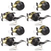 image:imageProbrico 4 Pack Keyed Alike Entry Handlset with Single Cylinder Deadbolts Combo Pack Satin Nickel Door Lever for Front and Entrance Door Interior and Exterior Entry Door Knobs Brushed NickelOil Rubbed Bronze