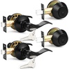 image:imageProbrico 4 Pack Keyed Alike Entry Handlset with Single Cylinder Deadbolts Combo Pack Satin Nickel Door Lever for Front and Entrance Door Interior and Exterior Entry Door Knobs Brushed NickelBlack