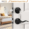 image:imageProbrico 4 Pack Keyed Alike Entry Handlset with Single Cylinder Deadbolts Combo Pack Satin Nickel Door Lever for Front and Entrance Door Interior and Exterior Entry Door Knobs Brushed NickelBlack