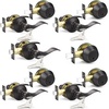 image:imageProbrico 4 Pack Keyed Alike Entry Handlset with Single Cylinder Deadbolts Combo Pack Satin Nickel Door Lever for Front and Entrance Door Interior and Exterior Entry Door Knobs Brushed NickelOil Rubbed Bronze