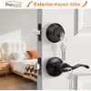 image:imageProbrico 4 Pack Keyed Alike Entry Handlset with Single Cylinder Deadbolts Combo Pack Satin Nickel Door Lever for Front and Entrance Door Interior and Exterior Entry Door Knobs Brushed NickelOil Rubbed Bronze