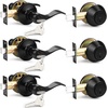 image:imageProbrico 4 Pack Keyed Alike Entry Handlset with Single Cylinder Deadbolts Combo Pack Satin Nickel Door Lever for Front and Entrance Door Interior and Exterior Entry Door Knobs Brushed NickelBlack