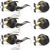 image:imageProbrico 4 Pack Keyed Alike Entry Handlset with Single Cylinder Deadbolts Combo Pack Satin Nickel Door Lever for Front and Entrance Door Interior and Exterior Entry Door Knobs Brushed NickelOil Rubbed Bronze