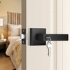 image:imageProbrico Black Door Handle with Different Keys Heavy Duty Flat Square Entry Door Lever Locks Reversible for Left and Right Handed Doors Door Levers Lockset for Interior and Exterior Doors 3 PackBlack