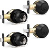 image:imageProbrico Black Keyed Alike Entry Knobs Front Door Locks Exterior Lockset and Single Cylinder Deadbolt Combination Set 2 PackBlack