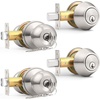image:imageProbrico Black Keyed Alike Entry Knobs Front Door Locks Exterior Lockset and Single Cylinder Deadbolt Combination Set 2 PackBrushed Nickel