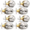 image:imageProbrico Black Keyed Alike Entry Knobs Front Door Locks Exterior Lockset and Single Cylinder Deadbolt Combination Set 2 PackBrushed Nickel