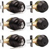 image:imageProbrico Black Keyed Alike Entry Knobs Front Door Locks Exterior Lockset and Single Cylinder Deadbolt Combination Set 2 PackOil Rubbed Bronze