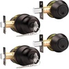 image:imageProbrico Black Keyed Alike Entry Knobs Front Door Locks Exterior Lockset and Single Cylinder Deadbolt Combination Set 2 PackOil Rubbed Bronze