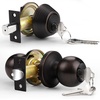 image:imageProbrico Brushed Nickel Door Knob and Single Cylinder Deadbolt Front Door Handle and Deadbolt Set Exterior Door Knob with Lock and Key 3Pack Keyed Alike ComboOil Rubbed Bronze