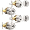 image:imageProbrico Brushed Nickel Door Knob and Single Cylinder Deadbolt Front Door Handle and Deadbolt Set Exterior Door Knob with Lock and Key 3Pack Keyed Alike ComboBrushed Nickel