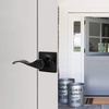 image:imageProbrico Decorative Inactive Left Handed Lever in Black Square Rosette Single Dummy Door Handle with a Traditional Wave Design for Interior Hall Closets or Pantry Doors 1 Pack