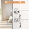 image:imageProbrico Entrance Door Lever Deadbolt Sets 3 Set Satin Nickel Exterior Entry Lever and Single Cylinder DeadboltKeyed Alike Combo Keyed Handleset Lockset Exteriorfor Front Door and Outside GateBrushed Nickel