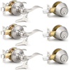 image:imageProbrico Entrance Door Lever Deadbolt Sets 3 Set Satin Nickel Exterior Entry Lever and Single Cylinder DeadboltKeyed Alike Combo Keyed Handleset Lockset Exteriorfor Front Door and Outside GateBrushed Nickel