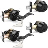 image:imageProbrico Entrance Door Lever Deadbolt Sets 3 Set Satin Nickel Exterior Entry Lever and Single Cylinder DeadboltKeyed Alike Combo Keyed Handleset Lockset Exteriorfor Front Door and Outside GateBlack