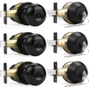 image:imageProbrico Entry Door Knob Lock Set and Double Cylinder Deadbolt Combination Set OilRubbed Bronze 3 Pack Keyed AlikeBlack