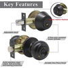 image:imageProbrico Entry Door Knob Lock Set and Double Cylinder Deadbolt Combination Set OilRubbed Bronze 3 Pack Keyed AlikeBlack
