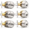 image:imageProbrico Entry Door Knob Lock Set and Double Cylinder Deadbolt Combination Set OilRubbed Bronze 3 Pack Keyed AlikeBrushed Nickel