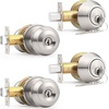 image:imageProbrico Entry Door Knob Lock Set and Double Cylinder Deadbolt Combination Set OilRubbed Bronze 3 Pack Keyed AlikeBrushed Nickel