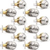 image:imageProbrico Entry Door Knob Lock Set and Double Cylinder Deadbolt Combination Set OilRubbed Bronze 3 Pack Keyed AlikeBrushed Nickel
