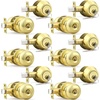 image:imageProbrico Entry Door Knob Lock Set and Double Cylinder Deadbolt Combination Set OilRubbed Bronze 3 Pack Keyed AlikePolished Brass