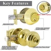 image:imageProbrico Entry Door Knob Lock Set and Double Cylinder Deadbolt Combination Set OilRubbed Bronze 3 Pack Keyed AlikePolished Brass
