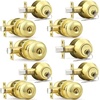 image:imageProbrico Entry Door Knob Lock Set and Double Cylinder Deadbolt Combination Set OilRubbed Bronze 3 Pack Keyed AlikePolished Brass